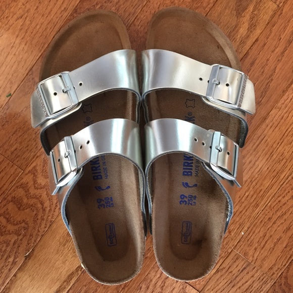Birkenstock Shoes - Silver Arizona Birkenstocks Women’s 39